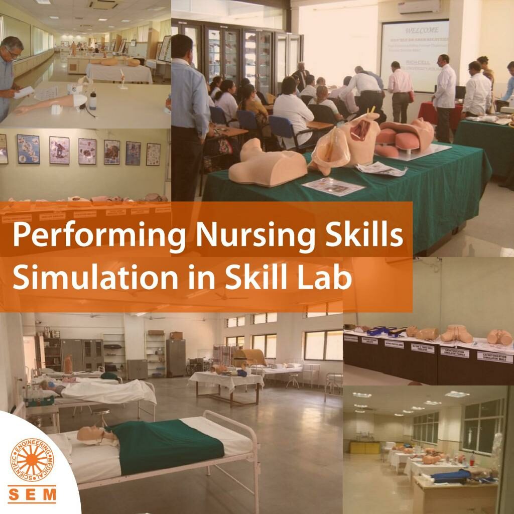 Performing nursing skills simulation in skill lab by SEM Trainers & Systems